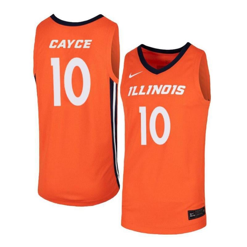 Men 10 Drew Cayce Orange Elite Illinois Fighting Illini Basketball Jersey