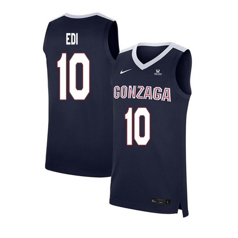 Men 10 Guy Edi Navy Elite Gonzaga Bulldogs Basketball Jersey