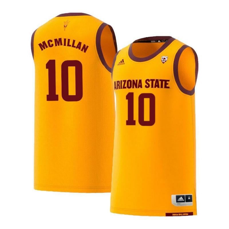 Men 10 Jamelle Mcmillan Yellow Retro Arizona State Sun Devils Basketball Jersey