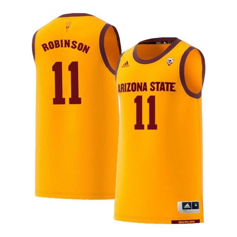 Men 11 Calaen Robinson Yellow Retro Arizona State Sun Devils Basketball Jersey