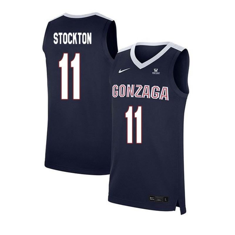 Men 11 David Stockton Navy Elite Gonzaga Bulldogs Basketball Jersey