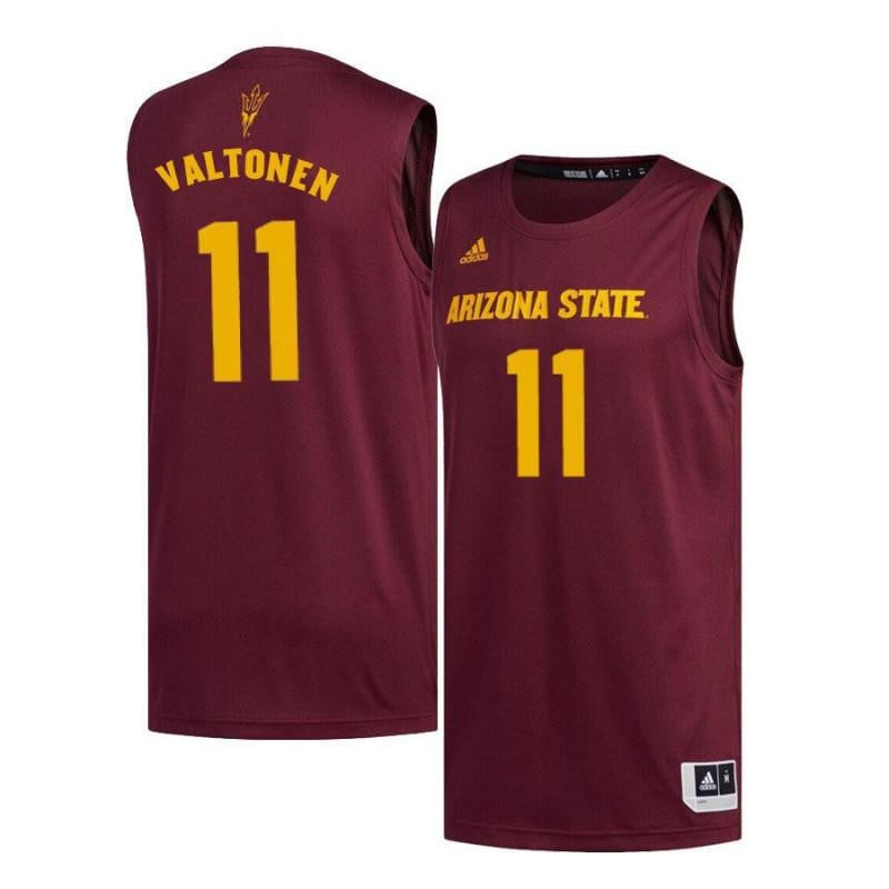 Men 11 Elias Valtonen Maroon Arizona State Sun Devils Basketball Jersey