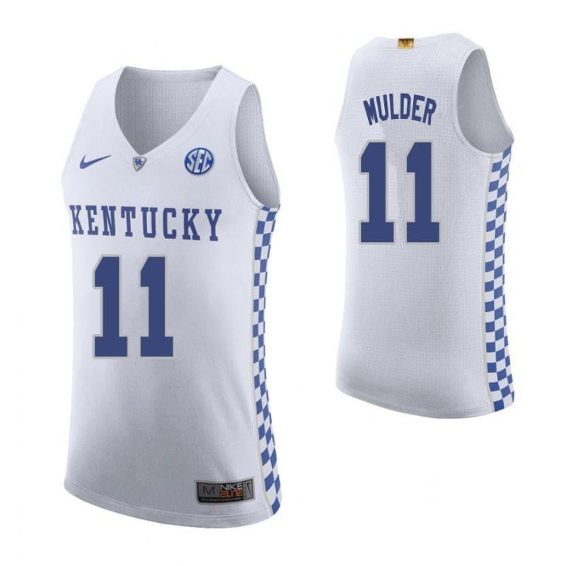 Men 11 Mychal Mulder Road White Elite Kentucky Wildcats Basketball Jersey