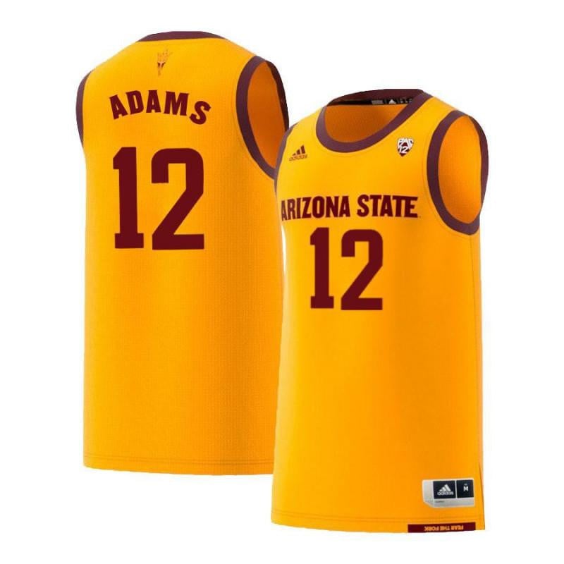 Men 12 Andre Adams Yellow Retro Arizona State Sun Devils Basketball Jersey