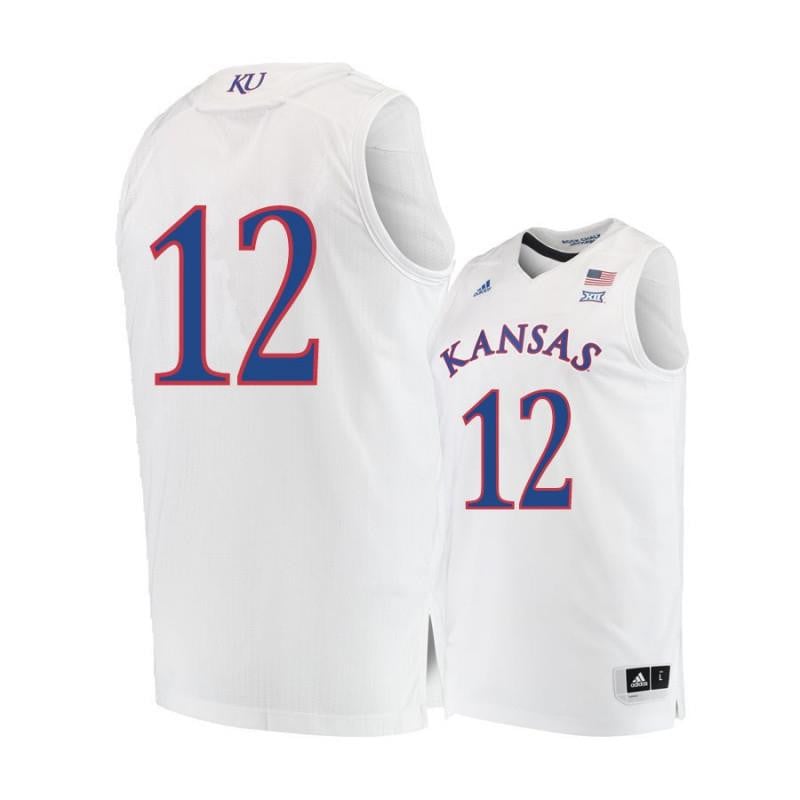 Men 12 Chris Teahan White Kansas Jayhawks Basketball Jersey