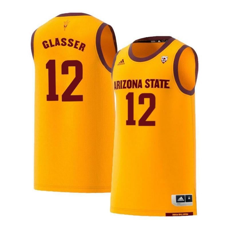Men 12 Derek Glasser Yellow Retro Arizona State Sun Devils Basketball Jersey