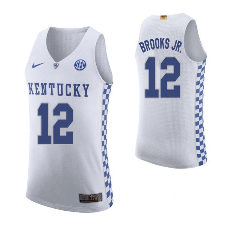 Men 12 Keion Brooks Jr Road White Elite Kentucky Wildcats Basketball Jersey