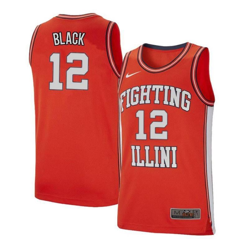 Men 12 Leron Black Orange Retro Elite Illinois Fighting Illini Basketball Jersey