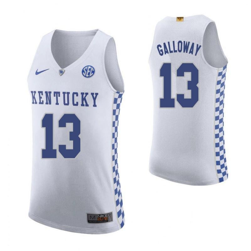 Men 13 Kevin Galloway Road White Elite Kentucky Wildcats Basketball Jersey