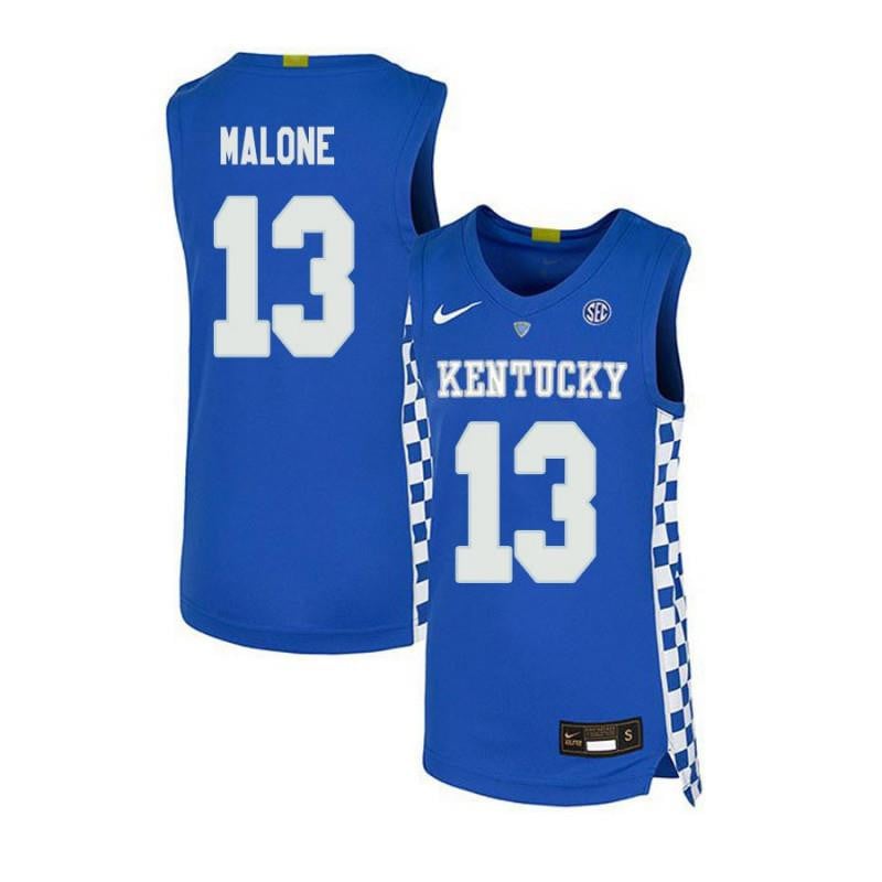 Men 13 Sam Malone Royal Blue Elite Kentucky Wildcats Basketball Jersey