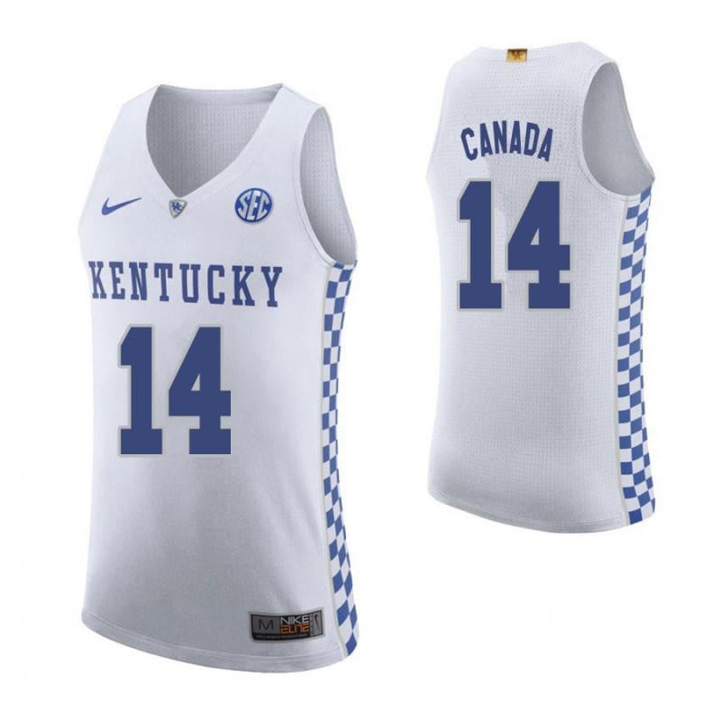 Men 14 Brennan Canada Road White Elite Kentucky Wildcats Basketball Jersey