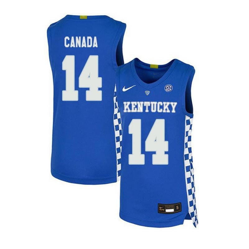 Men 14 Brennan Canada Royal Blue Elite Kentucky Wildcats Basketball Jersey