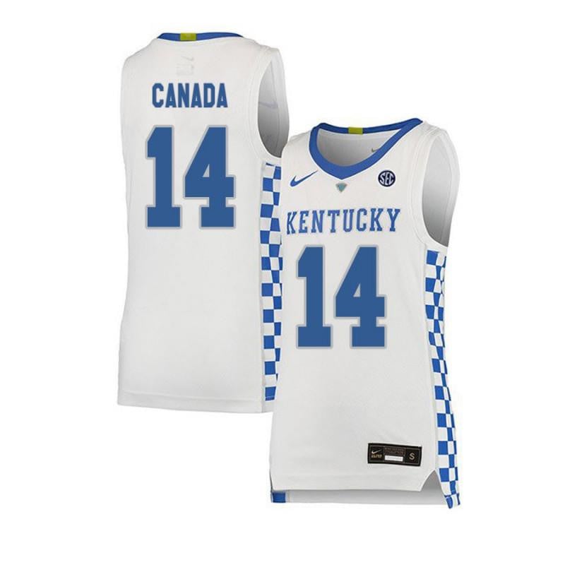 Men 14 Brennan Canada White Elite Kentucky Wildcats Basketball Jersey