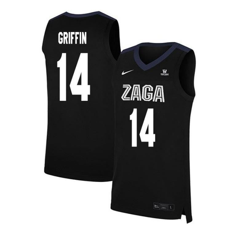 Men 14 Connor Griffin Black Elite Gonzaga Bulldogs Basketball Jersey