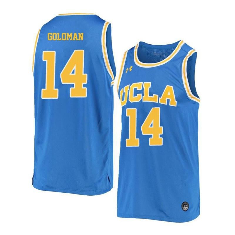Men 14 Gyorgy Goloman Blue Retro Elite Ucla Bruins Basketball Jersey