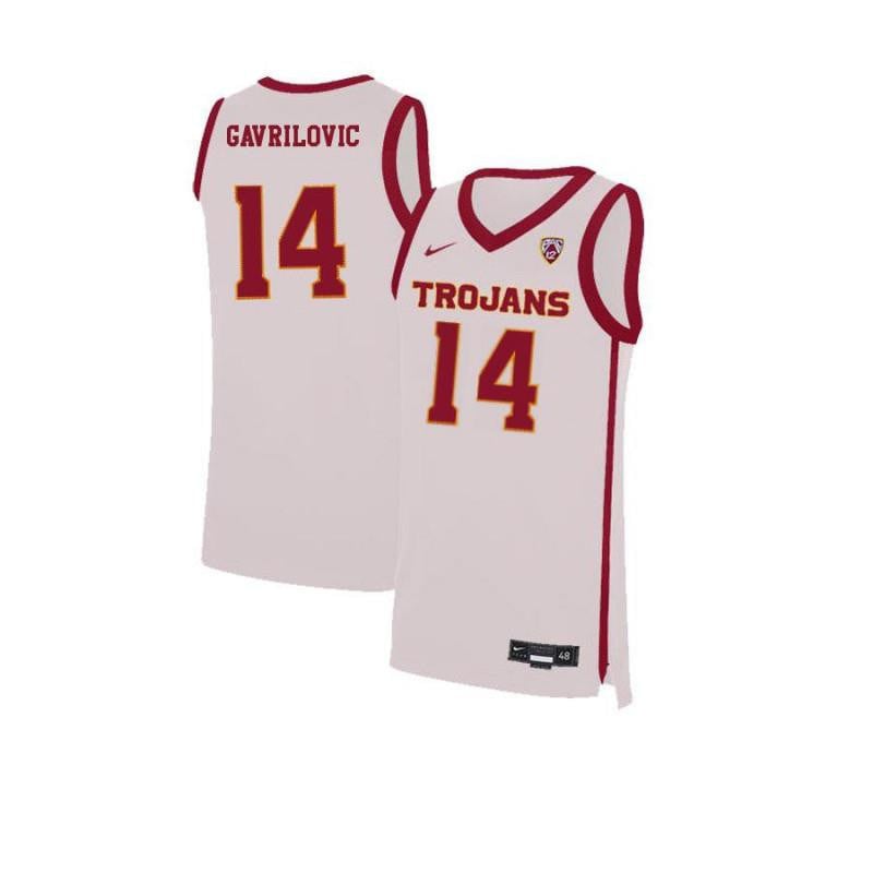 Men 14 Strahinja Gavrilovic White Elite Usc Trojans Basketball Jersey