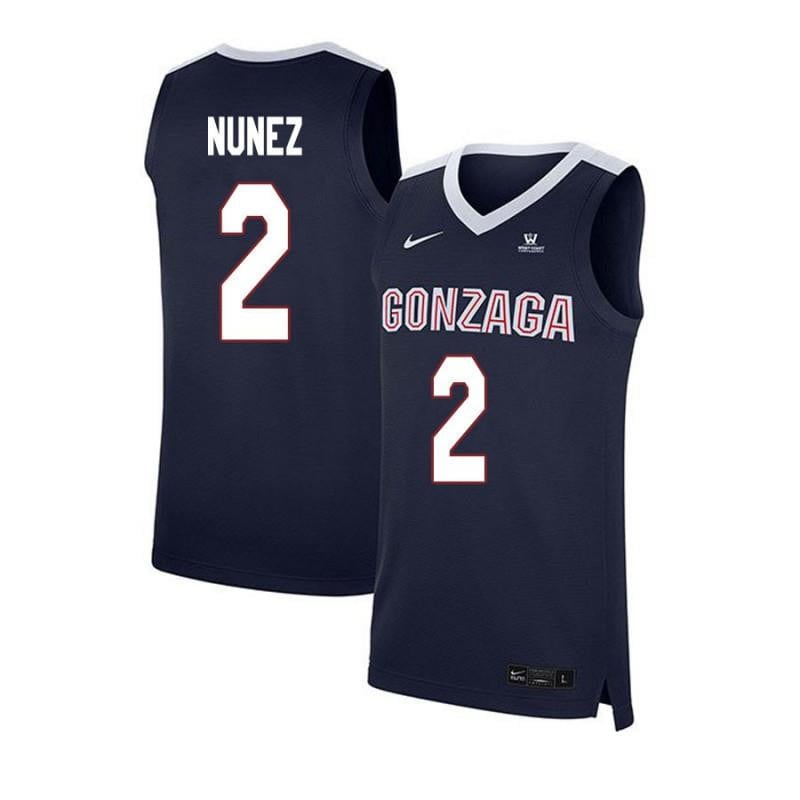 Men 2 Angel Nunez Navy Elite Gonzaga Bulldogs Basketball Jersey