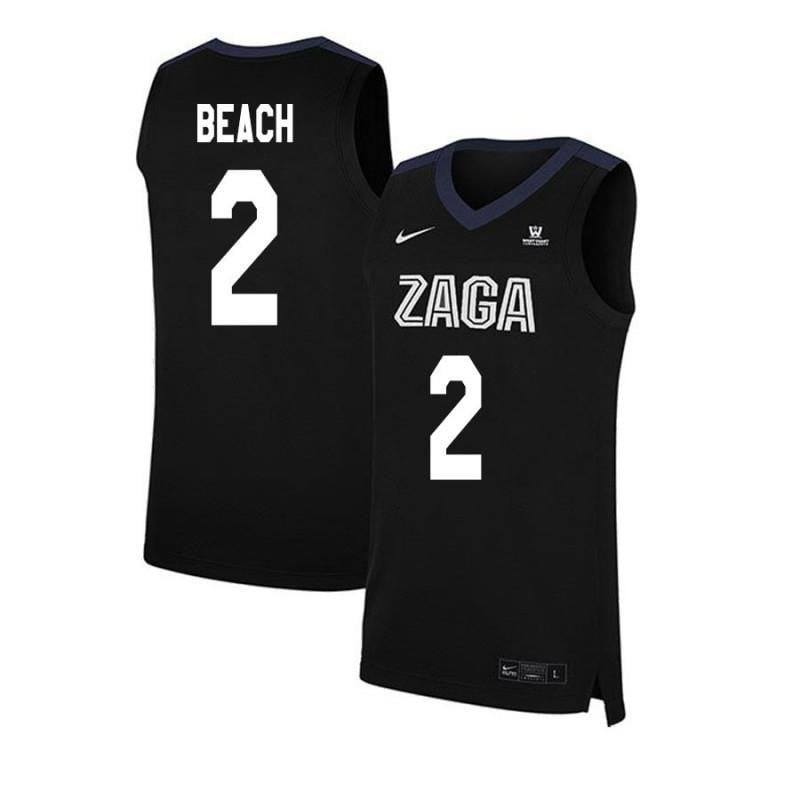Men 2 Jack Beach Black Elite Gonzaga Bulldogs Basketball Jersey