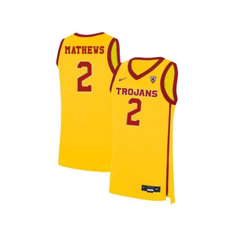 Men 2 Jonah Mathews Yellow Elite Usc Trojans Basketball Jersey