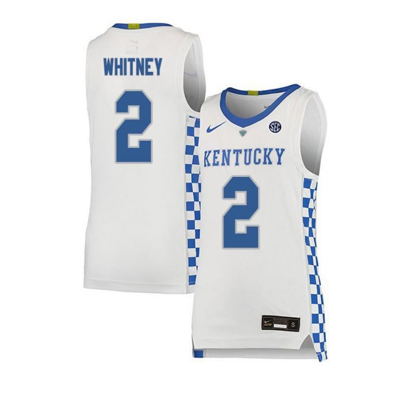 Men 2 Kahlil Whitney White Elite Kentucky Wildcats Basketball Jersey