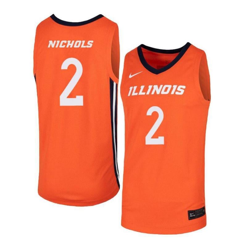Men 2 Kipper Nichols Orange Elite Illinois Fighting Illini Basketball Jersey