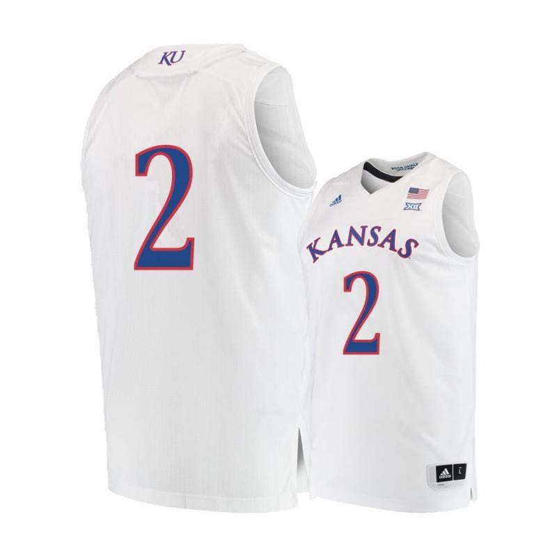 Men 2 Lagerald Vick White Kansas Jayhawks Basketball Jersey