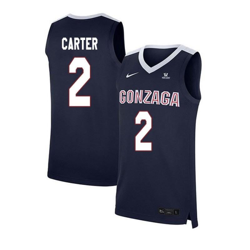Men 2 Marquise Carter Navy Elite Gonzaga Bulldogs Basketball Jersey