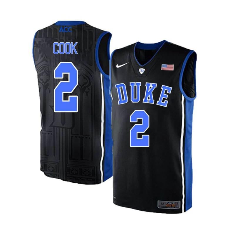 Men 2 Quinn Cook Black Blue Elite Duke Blue Devils Basketball Jersey