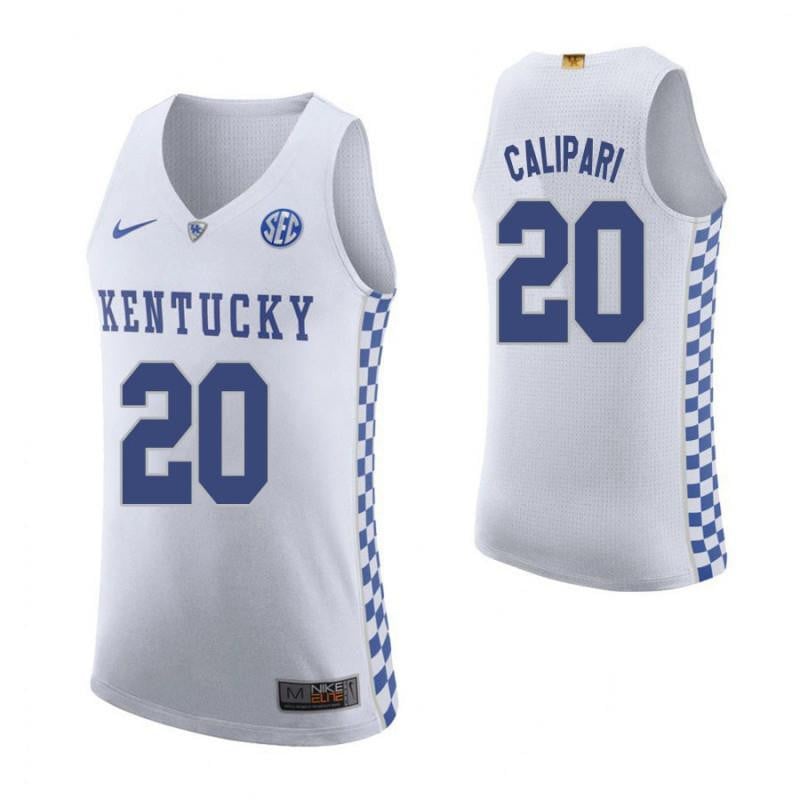 Men 20 Brad Calipari Road White Elite Kentucky Wildcats Basketball Jersey