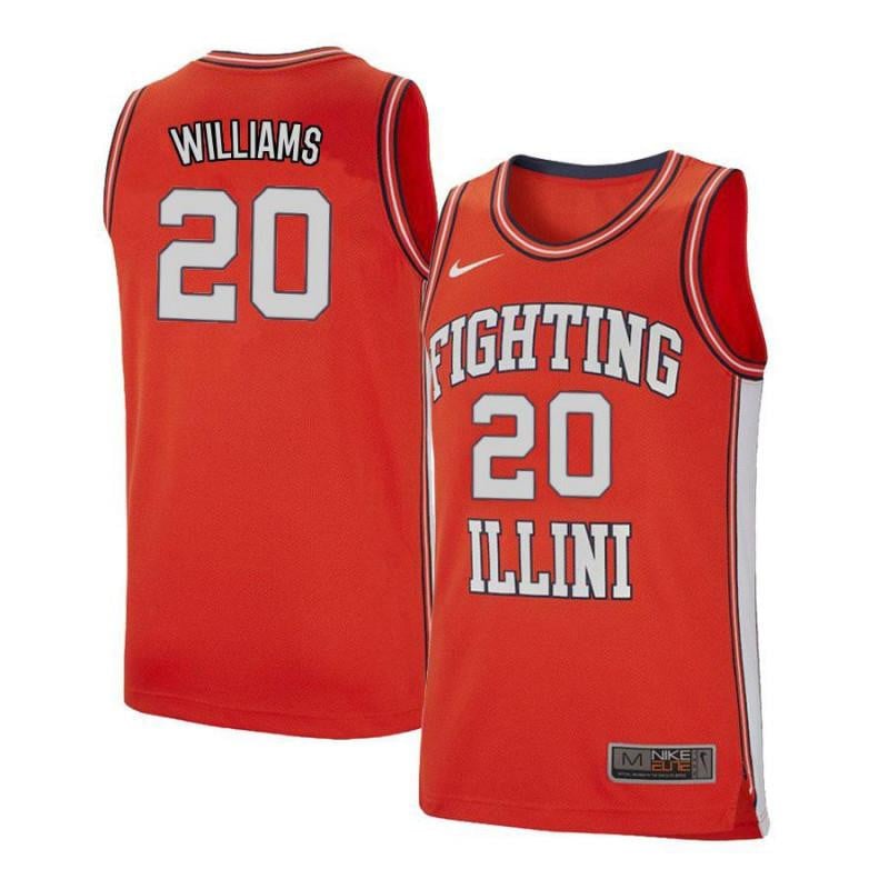 Men 20 Damonte Williams Orange Retro Elite Illinois Fighting Illini Basketball Jersey