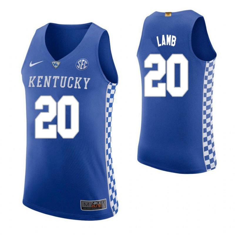 Men 20 Doron Lamb Home Blue Elite Kentucky Wildcats Basketball Jersey