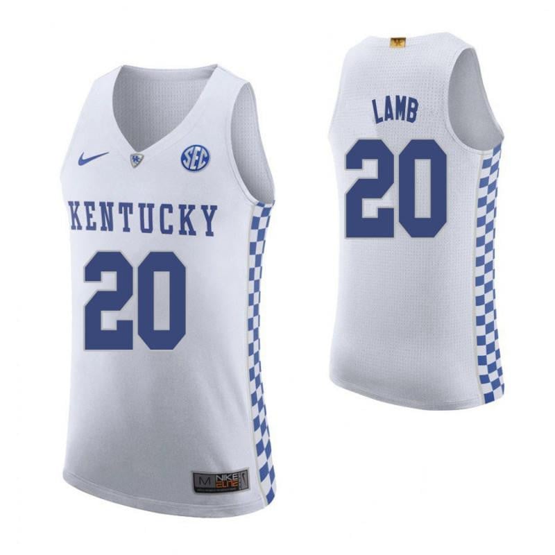 Men 20 Doron Lamb Road White Elite Kentucky Wildcats Basketball Jersey