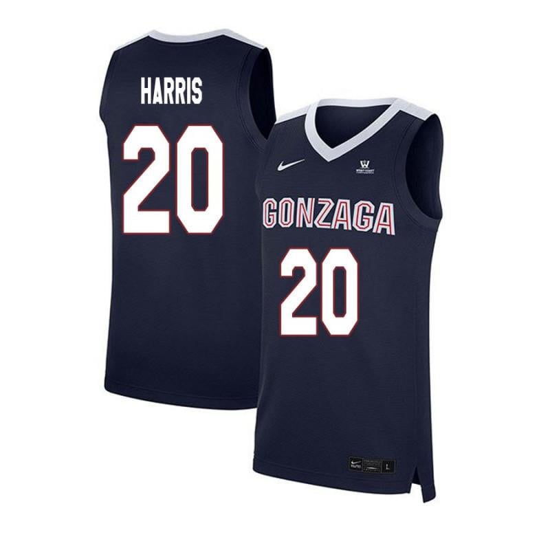 Men 20 Elias Harris Navy Elite Gonzaga Bulldogs Basketball Jersey