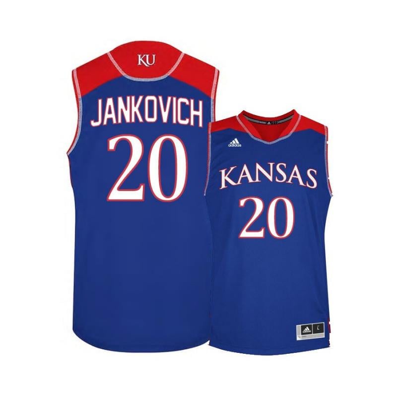 Men 20 Michael Jankovich Blue Kansas Jayhawks Basketball Jersey