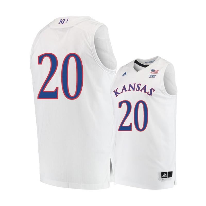 Men 20 Michael Jankovich White Kansas Jayhawks Basketball Jersey