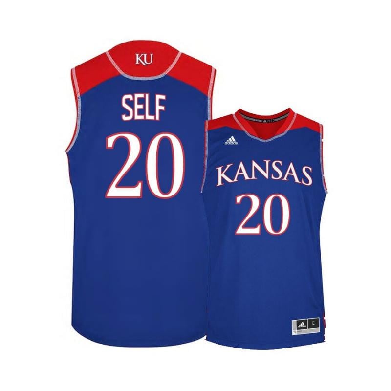Men 20 Tyler Self Blue Kansas Jayhawks Basketball Jersey