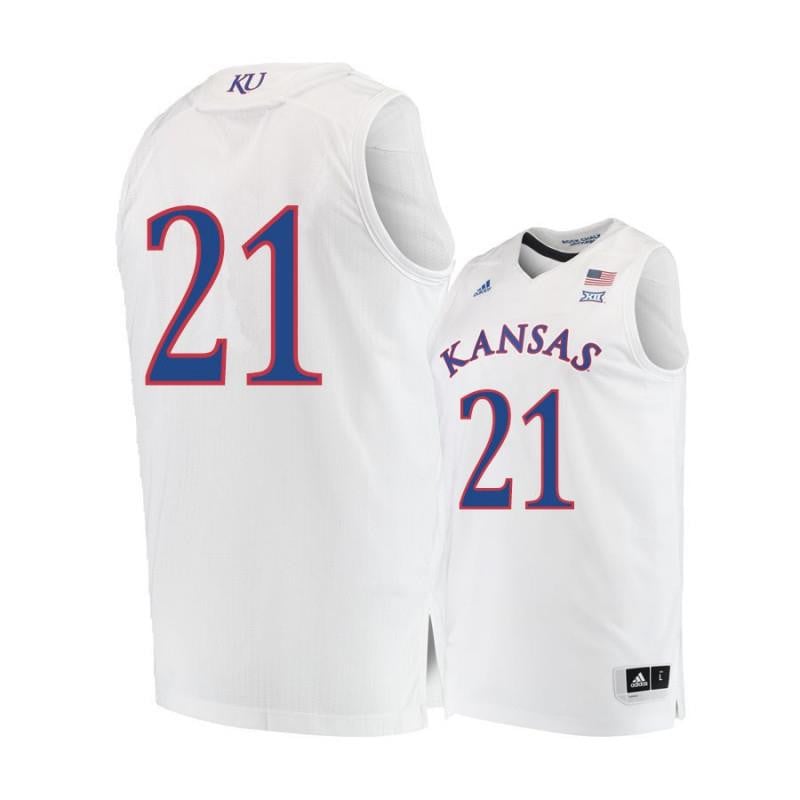Men 21 Clay Young White Kansas Jayhawks Basketball Jersey