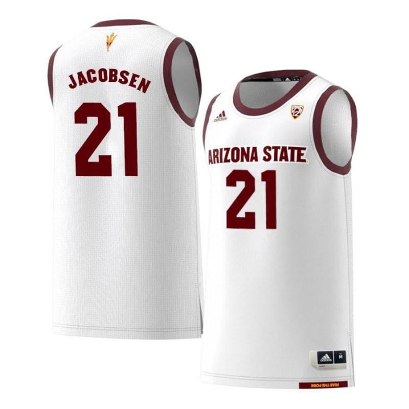 Men 21 Eric Jacobsen White Retro Arizona State Sun Devils Basketball Jersey