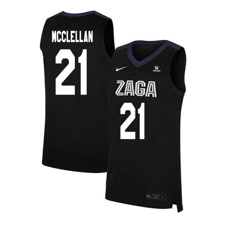Men 21 Eric Mcclellan Black Elite Gonzaga Bulldogs Basketball Jersey
