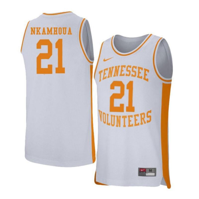 Men 21 Olivier Nkamhoua White Retro Elite Tennessee Volunteers Basketball Jersey