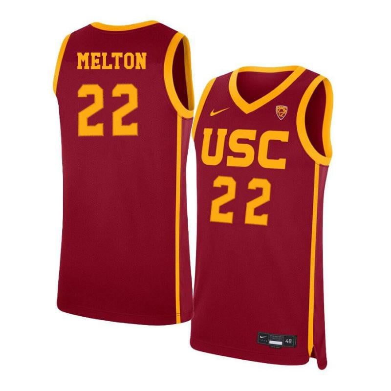 Men 22 Deanthony Melton Red Elite Usc Trojans Basketball Jersey