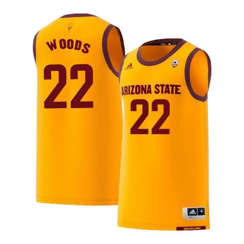 Men 22 Kraidon Woods Yellow Retro Arizona State Sun Devils Basketball Jersey