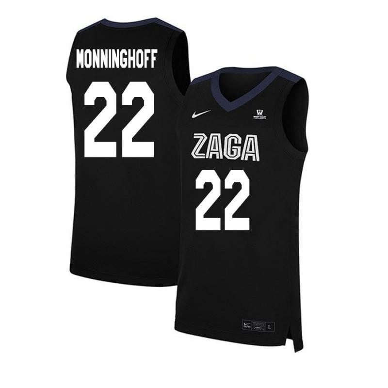 Men 22 Mathis Monninghoff Black Elite Gonzaga Bulldogs Basketball Jersey