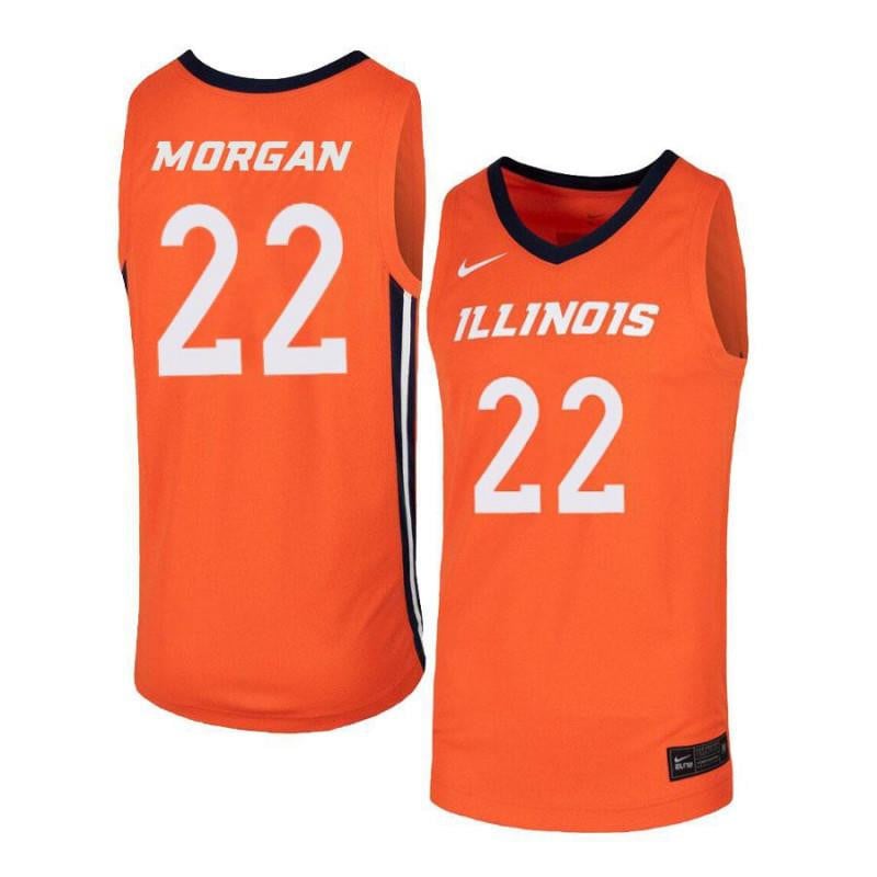 Men 22 Maverick Morgan Orange Elite Illinois Fighting Illini Basketball Jersey