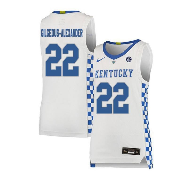 Men 22 Shai Gilgeous-alexander White Elite Kentucky Wildcats Basketball Jersey