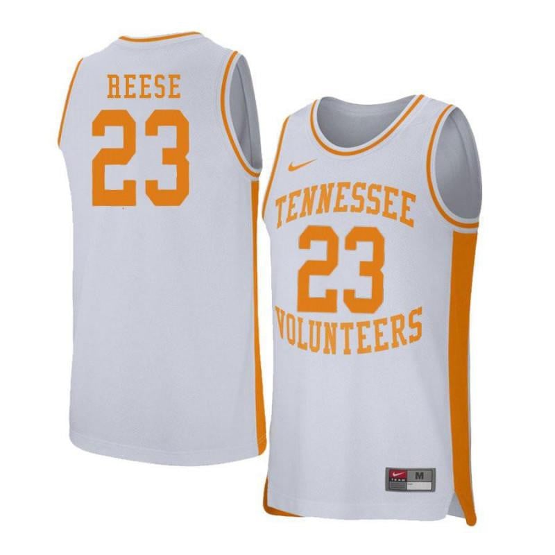 Men 23 Derek Reese White Retro Elite Tennessee Volunteers Basketball Jersey
