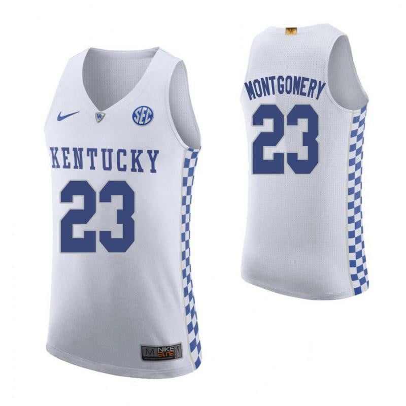 Men 23 Ej Montgomery Road White Elite Kentucky Wildcats Basketball Jersey