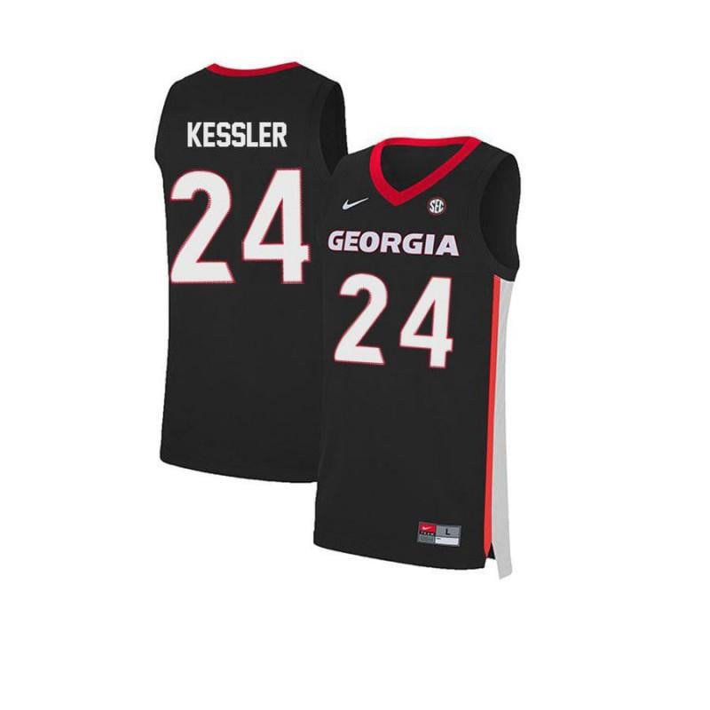Men 24 Houston Kessler Black Elite Georgia Bulldogs Basketball Jersey