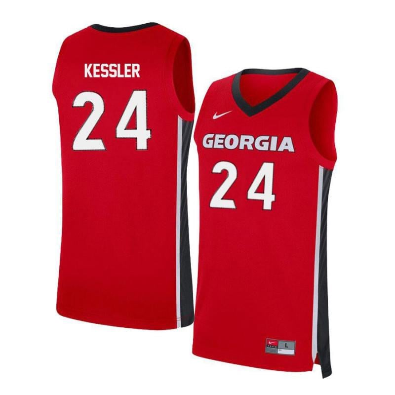 Men 24 Houston Kessler Red Elite Georgia Bulldogs Basketball Jersey