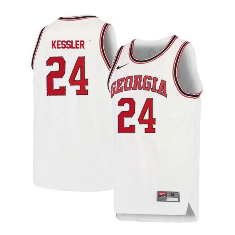 Men 24 Houston Kessler White Retro Elite Georgia Bulldogs Basketball Jersey